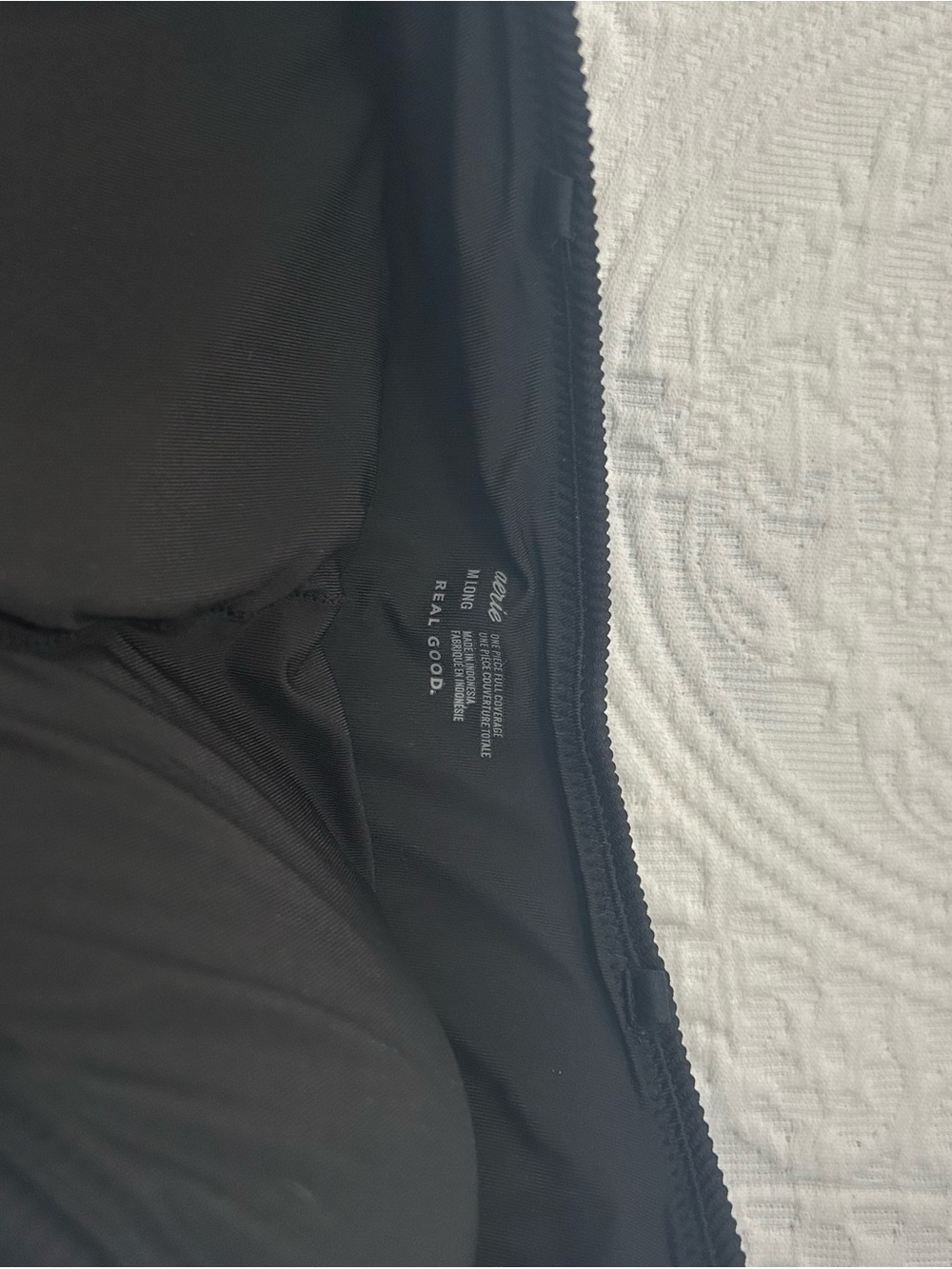 AERIE Black Ribbed One-Piece Swimsuit with Front Tie Detail - Picture 3 of 4